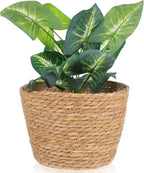 Woven Straw Flower Pot Seagrass Planters Basket Garden Plant Pot Containers Wicker Rattan Vase Sundries Organizer Storage Bins for Indoor Outdoor Plants