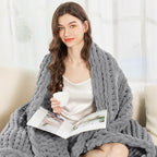 Admitrack Chunky Knit Blanket Throw, 100% Hand Knit Chenille Throw Blanket for Sofa & Home Decor, Soft and Cozy Knitted Throw Blankets (Dark Gray，51""x63""), XNR08