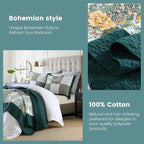 Secgo King Size Comforter Set- 100% Cotton Quilt King Size Set, Green, Emerald, bedspreads (98 * 106 Inch) with 2 Pillow Shams, Patchwork Reversible Lightweight Bedding