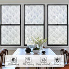 Beautyhero Window Privacy Film, Frosted Reeded Glass Cling, 3D Decorative Coverings with UV Blocking, Static Cling Tint for Bathroom Doors Cabinet