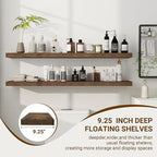 48 Inch Floating Shelves, 48"x9.25"x1.5" Inch Deep Floating Shelves for Wall, Wooden Shelves for Bathroom, Bedroom, Living Room, Brown