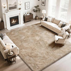 Fluffy Rug Shaggy Area Rug, Beige 10x14 Area Rugs for Bedroom, Super Soft Shaggy Rugs for Living Room Bedroom Kids Room Home Decor, Upgrade Anti-Skid Rectangular Fuzzy Rug
