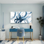 Large Canvas Wall Art Blue Abstract Pictures Wall Art for Living Room Paintings for Wall Decorations Bedroom Decor Aesthetic Framed Office Artwork Wall Decor 29×58in