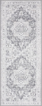 GENIMO Runner Rug 2x6, Machine Washable Non Slip Vintage Hallway Runner Rug, Low Pile Lightweiht Mat for Living Room, Entryway, Bedroom, Kitchen and Corridor, Gray