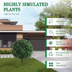 Set of 2 Artificial Boxwood Topiary Ball Trees for Outdoor with Ground Spike 22", UV Resistant Faux Greenery Shrubs, Fake Boxwood Plants for Indoor, Garden, Yard, Porch, Patio Decor