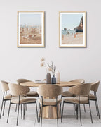 HesenDot Natural OAK Wood Framed Amalfi Coast Summer Wall Art,12x16in Italy Arienzo Beach Canvas Wall Print,Positano Swimming Poster Wall Decor for Living Room,Bedroom,Office Gallery Set of 1