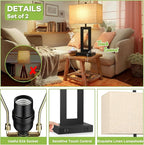 28’’ Tall Lamps for Living Rooms Set of 2, Modern Black Touch Control Table Lamps for Bedroom, 3 Way Dimmable Bedside Lamps with 2 USB Ports&AC Outlet, High-end Decor Lamp for Home Office