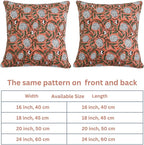 Ridhi Dark Salmon Pink Block Print Cotton Canvas Throw Pillow Covers for Decorative Couch Pillows for Living Room, Chic Boho Cute Outdoor Valentine Pillows Covers Gifts 18x18 Inches