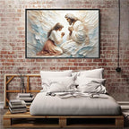 XWNLTEPK Praying to Heaven Christian Art Jesus and Woman Praying Bible Canvas Wall Decor Jesus Portrait Mormon Wall Print