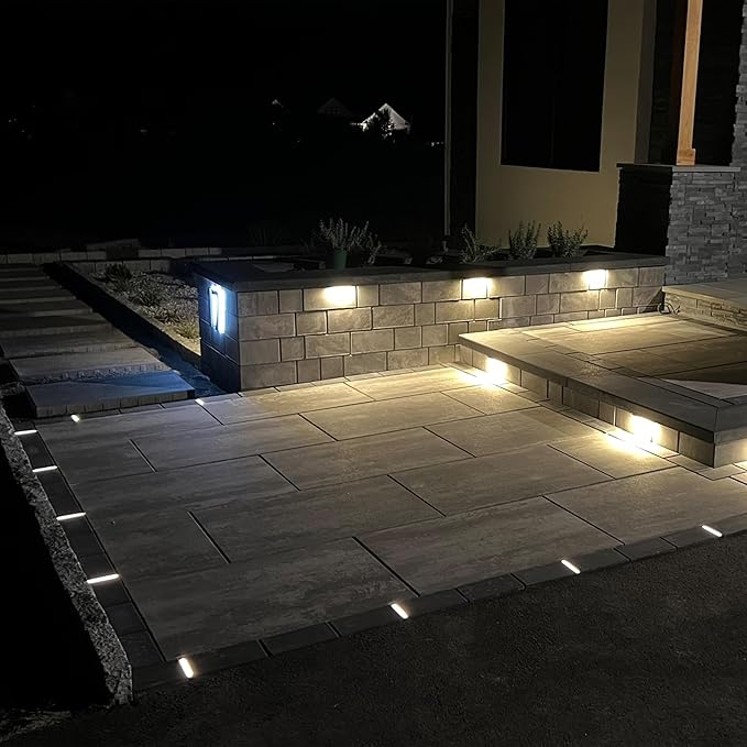 LUMENGY Paver Light Slim 0.5x9 Inch (0.55X8.85X2.2) Glare-Free Steel Brick Lighting for Pavers, Walls, Driveway & Pathway Borders 2700K Warm White, Waterproof IP67, Drive-Over Rated - 12V AC/DC