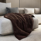 Mon Chateau Luxury Ultimate Plush Faux Fur Throw with 6cm Foldover for Couch, Sofa, or Bed - Plush Ultra Soft Blanket for Sleeping or Home Décor, 60" x 70" (Foldover Brown)