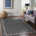 Beverly Rug Outdoor Rug 9x12 Modern Bordered Large Area Rugs for Indoor and Outdoor Patio Easy to Clean Non Shedding Living Room Porch Garden Washable Outside Carpet (9 x 12 Dark Gray)