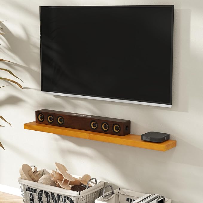 Marsmiles 30 Inch Floating Shelves for Wall - Rustic Wood Floating Shelves Set of 2-30 Inch Wide x 7.7 Inch Deep x 1.6 Inch Thick Wooden Shelves for Room Wall