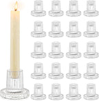 Romadedi Glass Candle Holder for Candlestick - 20Pcs Clear Tapered Bulk Wedding Decor Table Centerpiece for Candle Sticks Christmas Party Living Room Dinner Advent Decoration