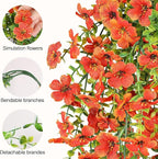 6 Bundles Artificial Fall Flowers for Outdoors Fake Plants Garden Home Fall Decor,UV Resistant Realistic Silk Faux Autumn Flower Indoor Outside Front Porch Patio Balcony Yard Farmhouse(Orange)