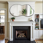 Suidia Irregular Wall Mirror, 55"x28" Bathroom Mirror Asymmetrical Mirrors Artistic Mirrors Decorative for Living Room Bedroom Bathroom Hallway Entryway, Black, Cloud Style