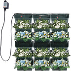 Self-Watering Wall-Mounted Planter, Vertical Garden Planter Set with 18 Pots, Stackable Plant Grow Pots with Electronic Timer for Growing Veggies, Fruits, Herbs, Flowers.
