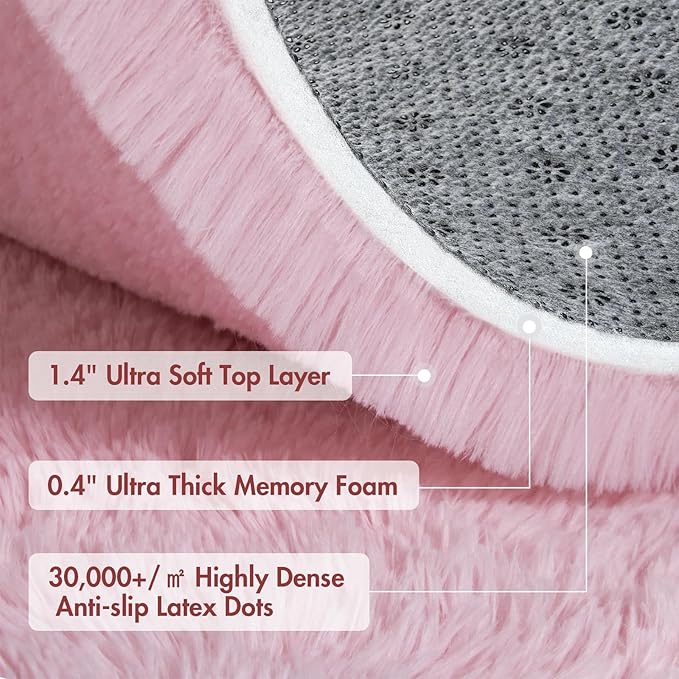 4x6 Ft Pink Rugs for Bedroom Girls, Shag Fluffy Area Rug for Living Room, Ultra Soft Furry Rug Indoor Carpet for Kids Room Nursery Home Decor