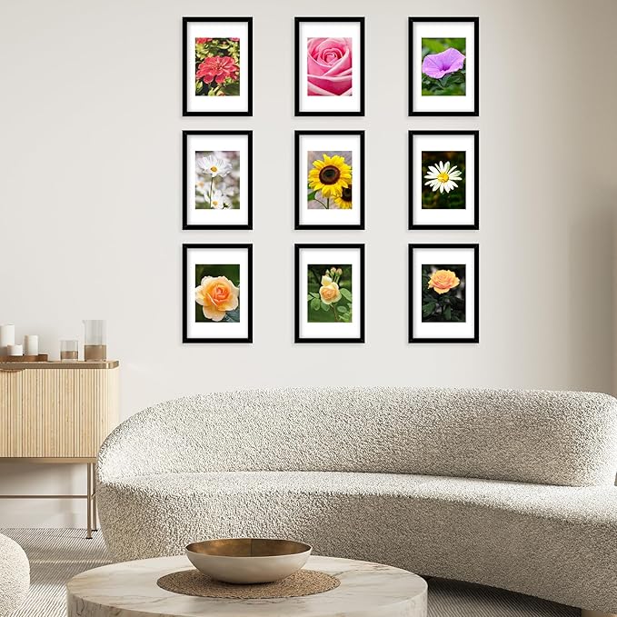 12 Packs 8x12 Picture Frames, Display 6x8 with Mat or 8x12 Without Mat, Gallery Wall Frame Set, 8 by 12 Frames Bulk Set of 12 Collage Wall Decor Photo Frames Set for Wall and Tabletop, Black