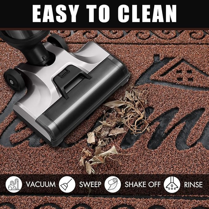 Yimobra Welcome Mat, Heavy Duty Sturdy Door Mats for Home Entrance Outdoor Indoor, Front Doormat for Outside Patio Floor Entry Porch Garage Office, Waterproof, Low Profile, 47 x 24, Maroon