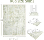 Area Rugs 9x12 Living Room: Washable Rug Modern Abstract Large Rugs Soft Non Slip Neutral Rug Stain Resistant Indoor Carpet for Bedroom Kitchen Dining Room Home Office Rugs(Green Brown,9'x12')