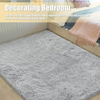 6x9 Fluffy Area Rug for Living Room,Shag Area Rugs for Bedroom,Grey Soft Fuzzy Rug Non-Shedding Indoor Plush Carpet for Kids Bedroom Nursery Dorm Home Decor