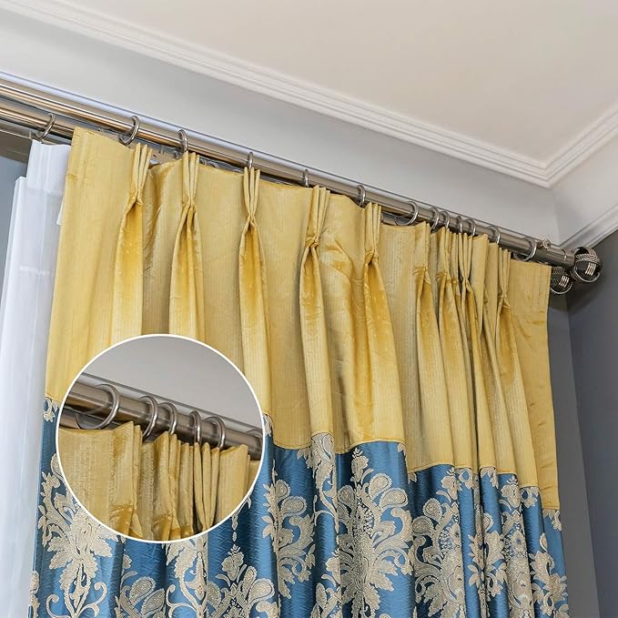 Hotop 30 Pcs Metal Drapery Curtain Rings 0.98/1.26/1.65 inch Interior Diameter and 30 Pcs Hanging Curtain Drapery Pin Hooks for Window Door Shower(32 mm,Silver)