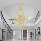 H65'' Gold Crystal High Ceilings Chandeliers Staircase Chandeliers Modern Crystal Tree Branch Chandelier, D48'' Foyer Chandelier for High Ceiling Luxury Large Living Room Chandelier, 27-Lights