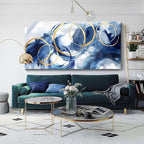 AJAZIKO Large Art For Wall Abstract Wall Decor Blue Modern Art Wall Decor Artwork For Walls Living Room Office Pictures For Wall Navy Gold Contempor Decorations For Bedroom Size 29x58