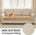 HAOMAIJIA Waterproof Couch Cover for Dogs Washable,Fuzzy Pet Couch Covers for Sofa,Thick Soft Dog Bed Cover Non-Slip Couch Covers for 3 Cushion Couch Sofa Pet Friendly (Khaki, 35" x 82")