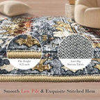 RUGSURE Washable Area Rugs - Perfect for Living Room, Bedroom, Kids Room, Nursery - Stain & Water Resistant Non-Slip, Pet & Child Friendly, Vintage Tribal Area Rugs (Turmeric and Grey, 2'6'' x 8')