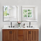 Frameless Mirror, 24x24 inch Square Bathroom Mirrors for Wall, Upgraded Shatterproof Vanity Mirror Over Sink with Polished Edge for Bathroom,Bedroom,Living Room and Entryway