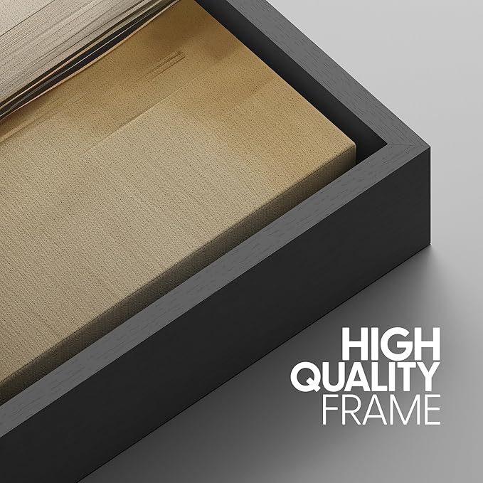 SIGNWIN Framed Canvas Print Wall Art Warm Neutral Horizon Abstract Beige and Brown Landscape Photography Modern Art Minimalist Black and White for Living Room, Bedroom, Office - 16"x24"x3 Black