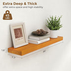 Marsmiles Floating Shelves for Wall - 36 Inch Rustic Wood Floating Shelves Set of 2-36 Inch Wide x 7.7 Inch Deep x 1.6 Inch Thick Wooden Shelves for Room Wall