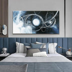 TAIJXAGSG Abstract Wall Art Modern Wall Decorations Maximalist Dark Blue Canvas Wall Art Decor Prints White Line Artwork For Living Room Bedroom Kitchen Office Artwork Ready To Hang 24"×48"