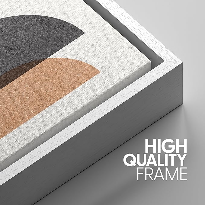 SIGNWIN Framed Canvas Print Wall Art Set Geometric Rainbow Semi-Circle Collage Abstract Shapes Illustrations Modern Art Contemporary Minimal Ultra for Living Room, Bedroom, Office - 24"x36"x3 White