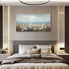 PHAOHUAXM Wall Decor For Living Room Wall Art For Bedroom Office Decorations Blue Ocean Paintings Flowers Watercolour Wall Pictures Canvas Artworks Home Decor Ready To Hang Wood Framed 20x40 In