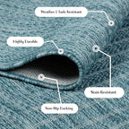 Adiva Rugs Outdoor Indoor Area Rug, Weather Resistant, Easy to Clean, Stain Resistant Floor Mat for Dining Room, Backyard, Deck, Patio (Aqua Weiss, 2' x 3')