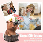 Capybara Solar Garden Statue – Funny Outdoor Resin Animal Decor with Flashlight & Duck – Waterproof Yard Lawn Ornament with LED Light – Solar Powered Figurine for Patio, Porch, Landscape