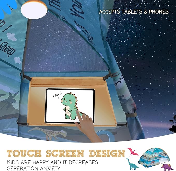 Dinosaur Twin Bed Tent for Kids Indoor Fort - Magical Dream Tents for Boys Pop Up Toddler Bed Canopy for Girls Bunk Bed Tent for Top Bunk - Sensory Sleep Pod for Kids Educational