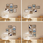 HAUS AND HUES Walnut Oak Wood Gallery Wall Tabletop Frames Made with Real American Oak and Shatter-free Plexiglass - Set of 6 (Four 4x6, Two 5x7, Framed Walnut)