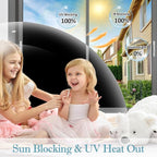 FuFin Total Blackout Window Privacy Film with Installation Tools, 100% Light Blocking Room Darkening Windows Cover Heat Control Anti-UV Glass Sticker Window Tint for Home, 35.4Inch×78.7Inch