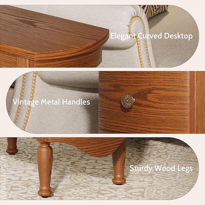 End Table with Charging Station, Narrow Side Table with 2 Drawer, Wood Sofa Side Table for Living Room, Vintage Slim Nightstand Bedside Table for Bedroom, Pre-Assembled (Dark Walnut)
