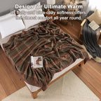 YOUR MOON 100% Pure Merino Wool Queen Size, Australian Organic Natural Wool Blanket, Hypoallergenic Wool Blanket for Bed, Medium Weight(Plaid Brown, 90 * 90)