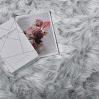 Goolela Fluffy Faux Fur Rug 4x6 Grey Faux SheepskinRug for Bedroom Bedside Fuzzy Furry Plush Soft Rugs for Living Room Home Office Washable Rectangle