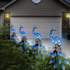 TERESA'S COLLECTIONS Garden Decor Blue Peacock with Solar Outdoor Lights, 40" Glass Yard Art for Outside, Decorative Metal Stake Outdoor Decor for Lawn Decorations, Patio, Gifts for Mom