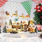 Bdor Christmas Village Lighted Decoration Musical Animated Display Christmas Collectible Santa Deer Battery Operated Indoor Decor