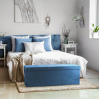 Sorbus Storage Ottoman Bench – Collapsible/Folding Bench Chest with Cover – Perfect Toy and Shoe Chest, Hope Chest, Pouffe Ottoman, Seat, Foot Rest, – Contemporary Faux Suede (Teal)