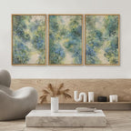 SIGNWIN Framed Canvas Print Wall Art Blue and Green Floral Impressionist Nature Scene Photography Modern Art Minimalist Black and White for Living Room, Bedroom, Office - 24"x36"x3 Natural