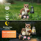 Json Garden Owls Statue with Solar LED Lantern, Loving Owls Family Embrace, Gifts for Mom Yard Art, Whimsical Figurine Large Sculpture Lighted Outdoor Mother's Day Spring Decorations for Lawn, Porch